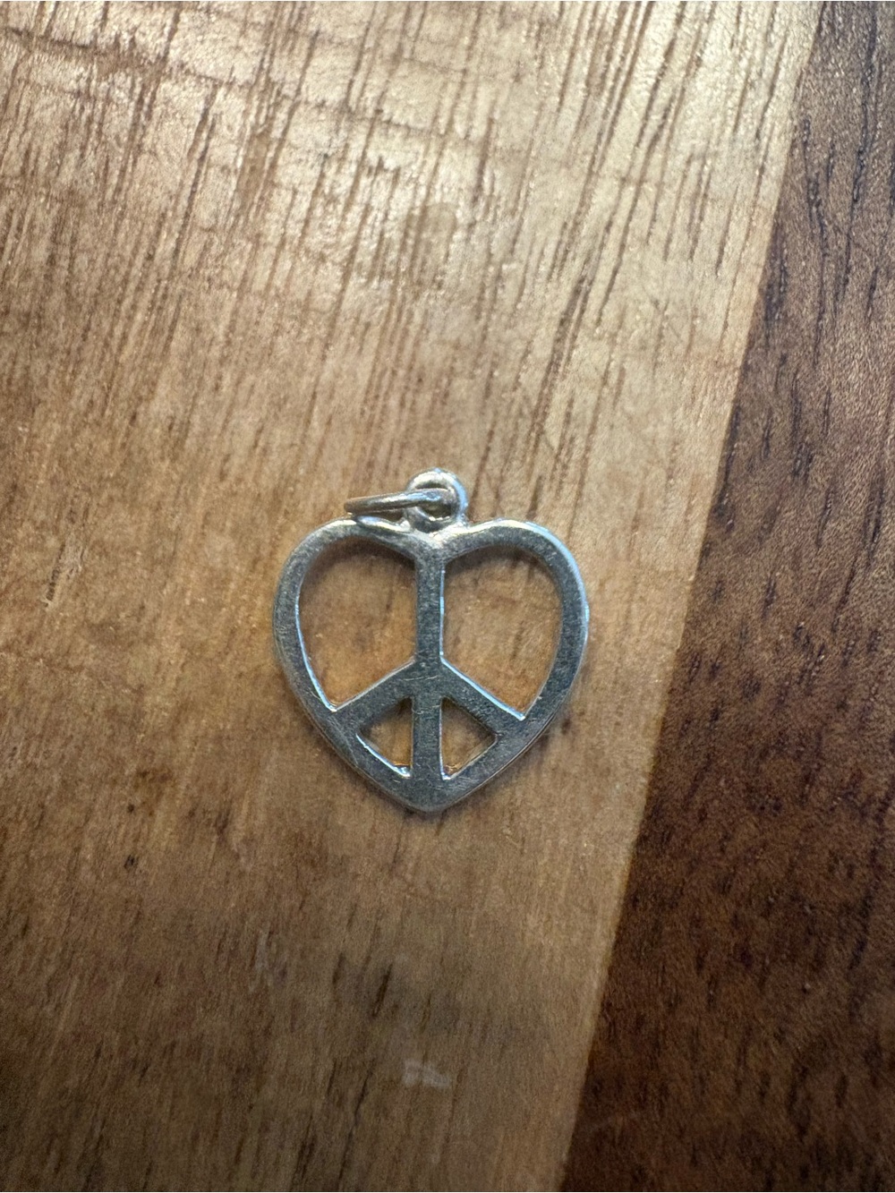 Heart Peace Sign Pendant Charm - Sterling Silver
